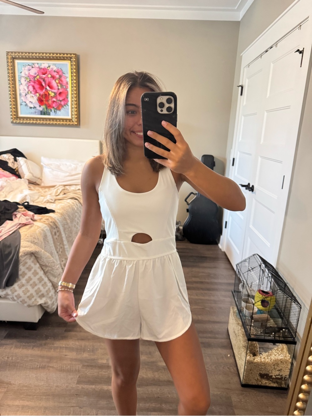 White Cutout Tank Romper